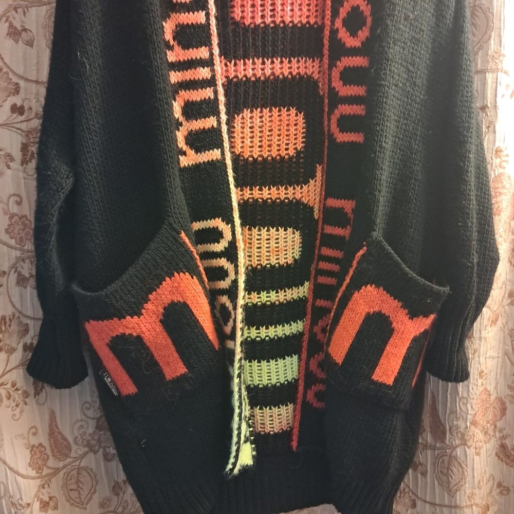 Minouu Cardigan Women's M/L Alpaca Blend Hooded Luxury Polish Made Boutique - Picture 2 of 10